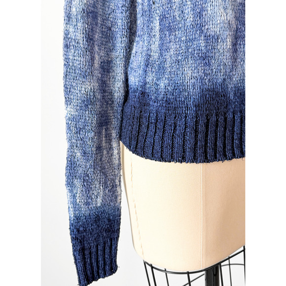 Altuzarra Blue Navy Hand Dyed 100% Silk Ribbon Knit Ombré Top - Picture 12 of 15